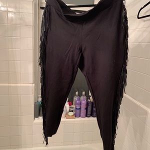 Black Fringe Leggings